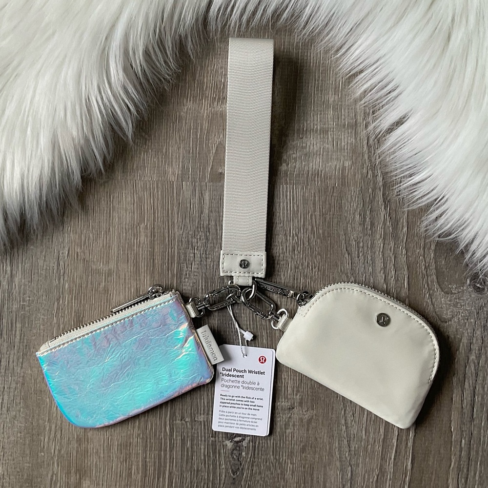🌸✨LULULEMON Dual Pouch Wristlet Iridescent Bone - Picture 1 of 5